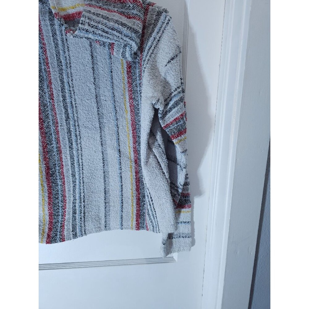 Earthbound Trading Co Baja Hoodie Striped Pullover Sweatshirt Medium Cotton Blen - Picture 8 of 14